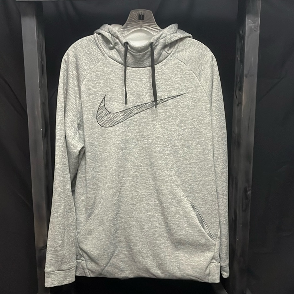 Nike- heather gray with black logo hoodie